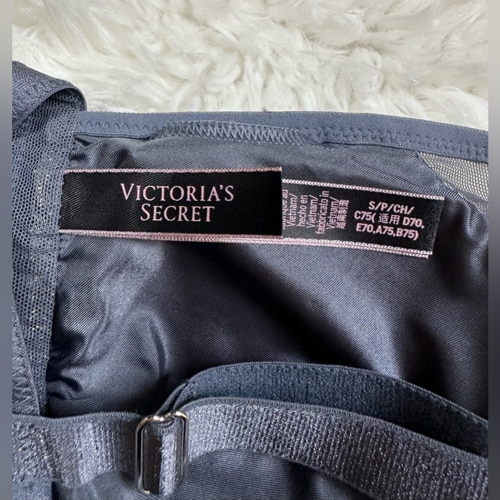 Victoria's Secret Sexy Bralette Charcoal Mesh Shiny Shimmery Small - Picture 4 of 8